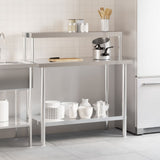 Kitchen Work Table with Overshelf 43.3"x21.7"x47.2" Stainless Steel