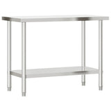Kitchen Work Table with Overshelf 43.3"x21.7"x47.2" Stainless Steel