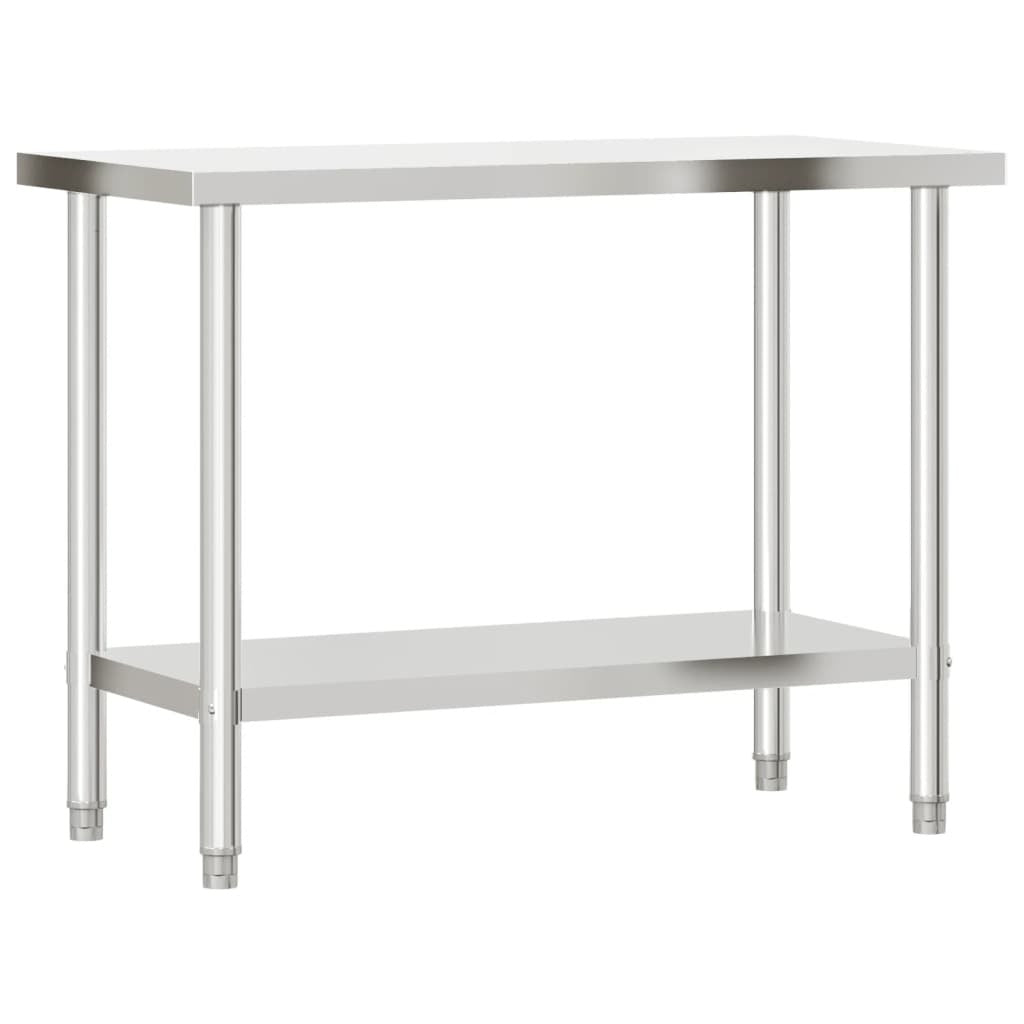Kitchen Work Table with Overshelf 43.3"x21.7"x47.2" Stainless Steel