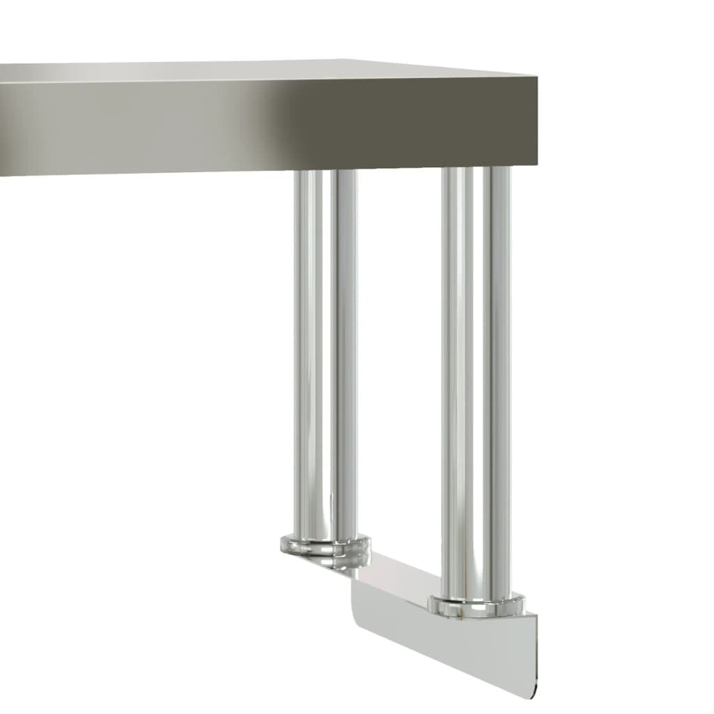 Kitchen Work Table with Overshelf 43.3"x21.7"x47.2" Stainless Steel
