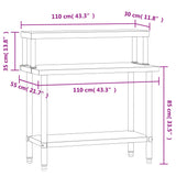 Kitchen Work Table with Overshelf 43.3"x21.7"x47.2" Stainless Steel