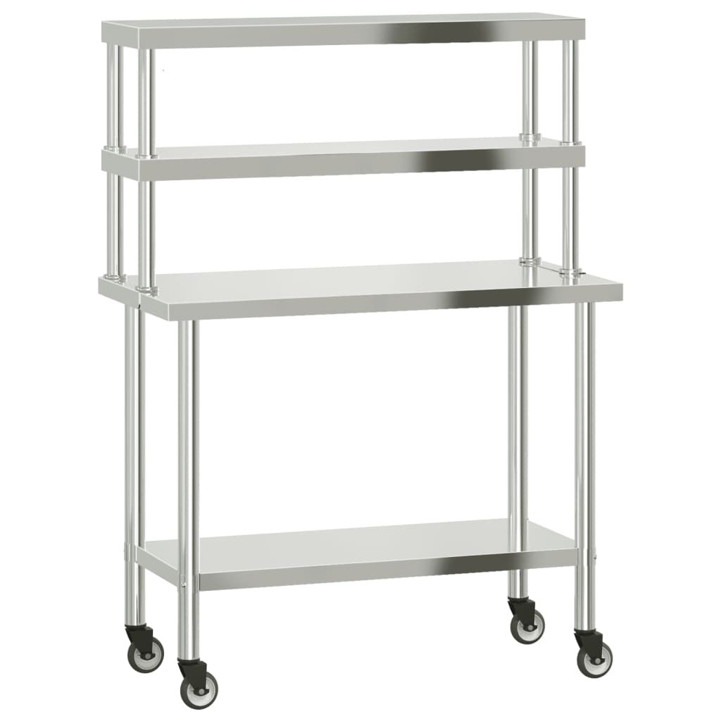Kitchen Work Table with Overshelf 43.3
