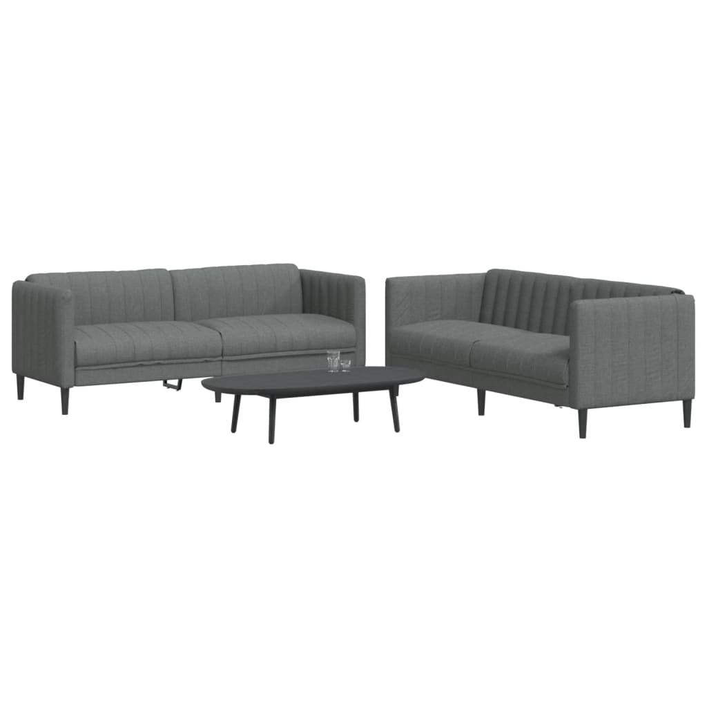 2 Piece Sofa Set Dark Gray Fabric