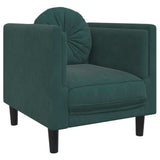 3 Piece Sofa Set with Pillows Dark Green Velvet