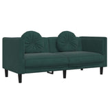 3 Piece Sofa Set with Pillows Dark Green Velvet