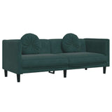 3 Piece Sofa Set with Pillows Dark Green Velvet