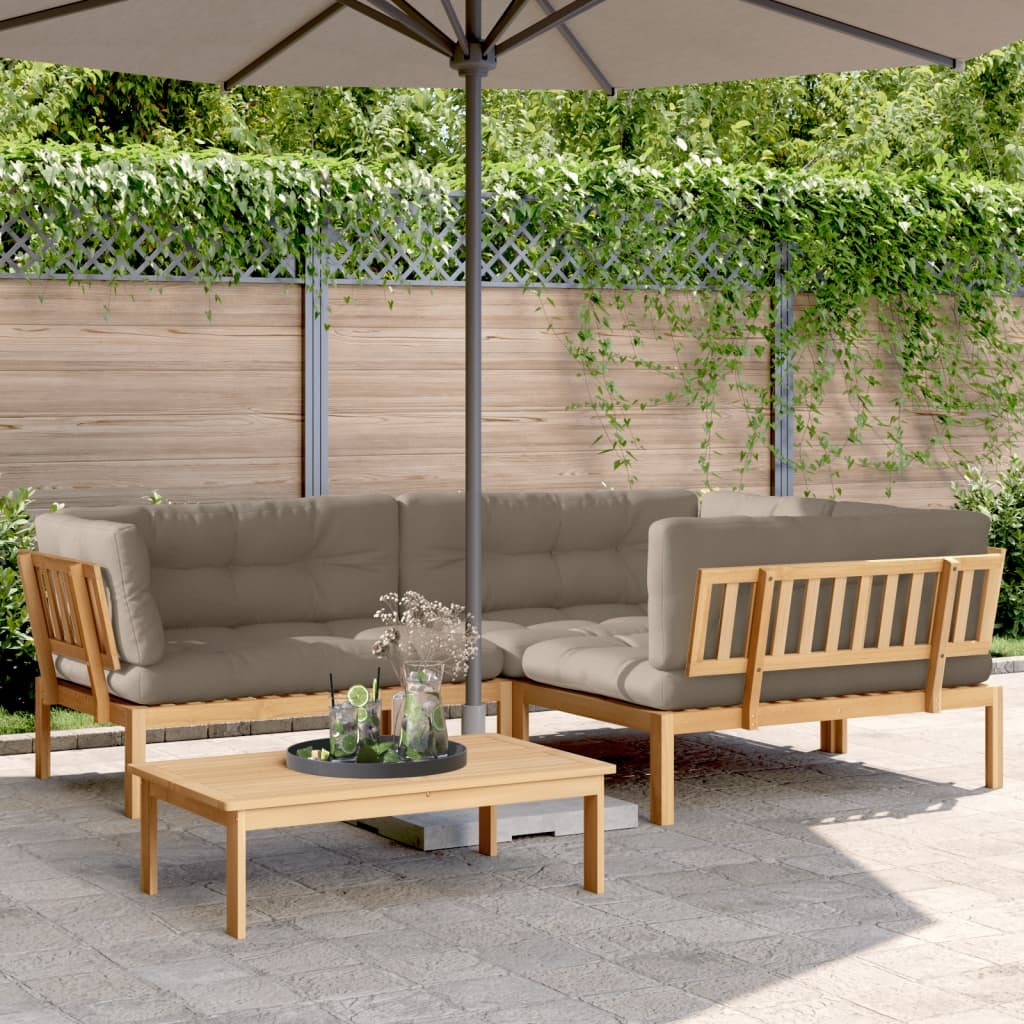 4 Piece Patio Pallet Sofa Set with Cushions Solid Wood Acacia