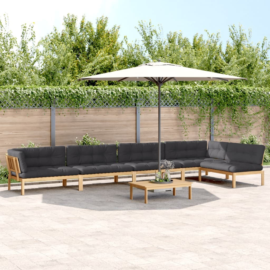 6 Piece Patio Pallet Sofa Set with Cushions Solid Wood Acacia
