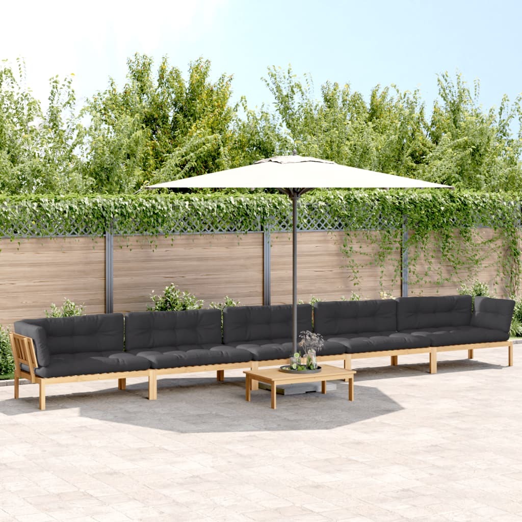 6 Piece Patio Pallet Sofa Set with Cushions Solid Wood Acacia