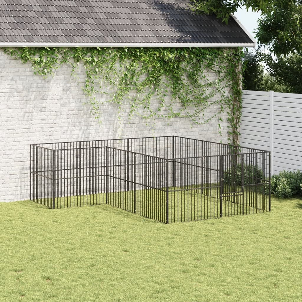 Dog Playpen Black Galvanized Steel Large Durable Dog Playpen