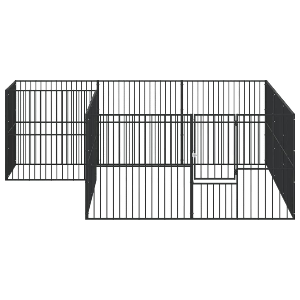 Dog Playpen Black Galvanized Steel Large Durable Dog Playpen