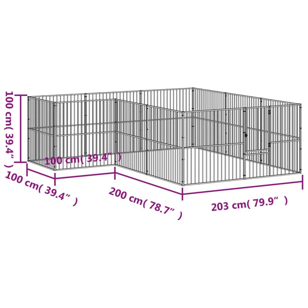 Dog Playpen Black Galvanized Steel Large Durable Dog Playpen