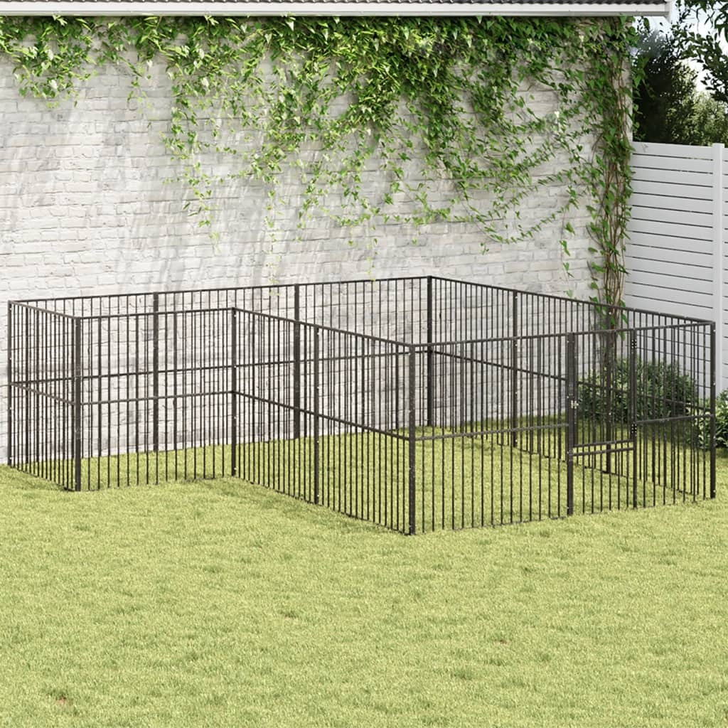 Dog Playpen Black Galvanized Steel Large Durable Dog Playpen