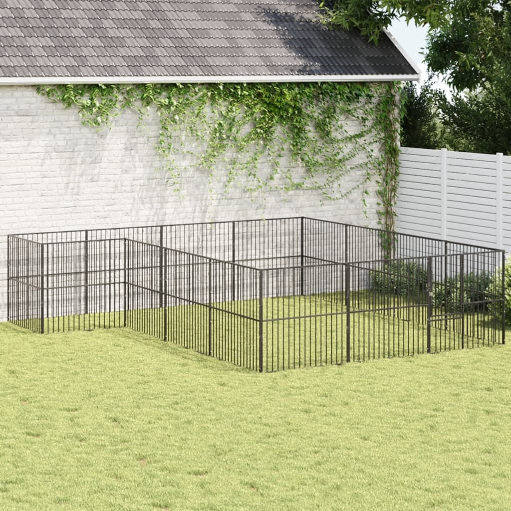 Dog Playpen Black Galvanized Steel Large Durable Dog Playpen