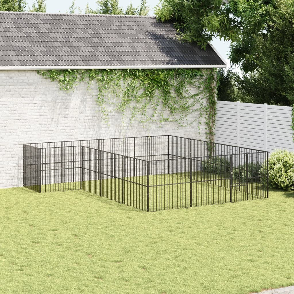 Dog Playpen Black Galvanized Steel Large Durable Dog Playpen