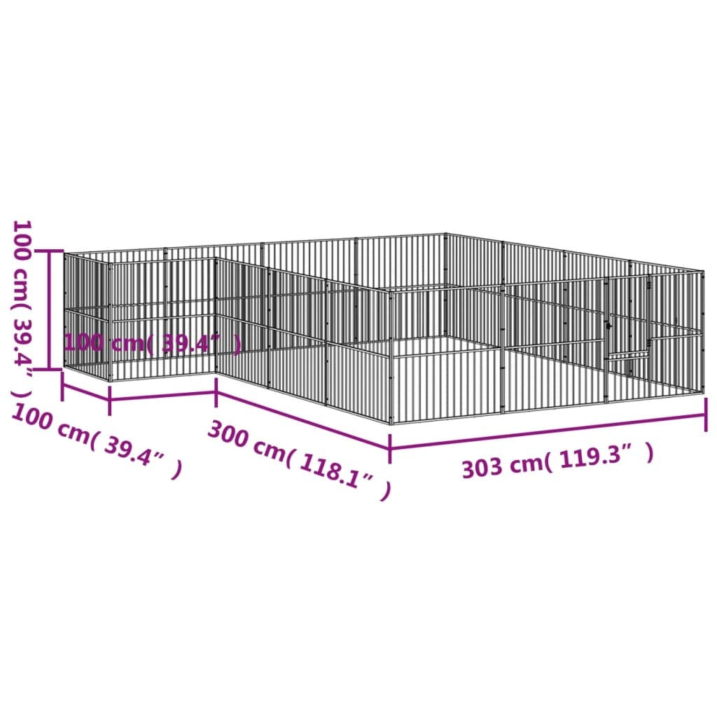 Dog Playpen Black Galvanized Steel Large Durable Dog Playpen