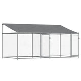 Dog Cage with Roof and Doors Gray 13.1'x6.6'x6.6'Galvanized Steel