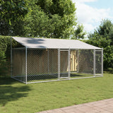Dog Cage with Roof and Doors Gray 13.1'x6.6'x6.6'Galvanized Steel