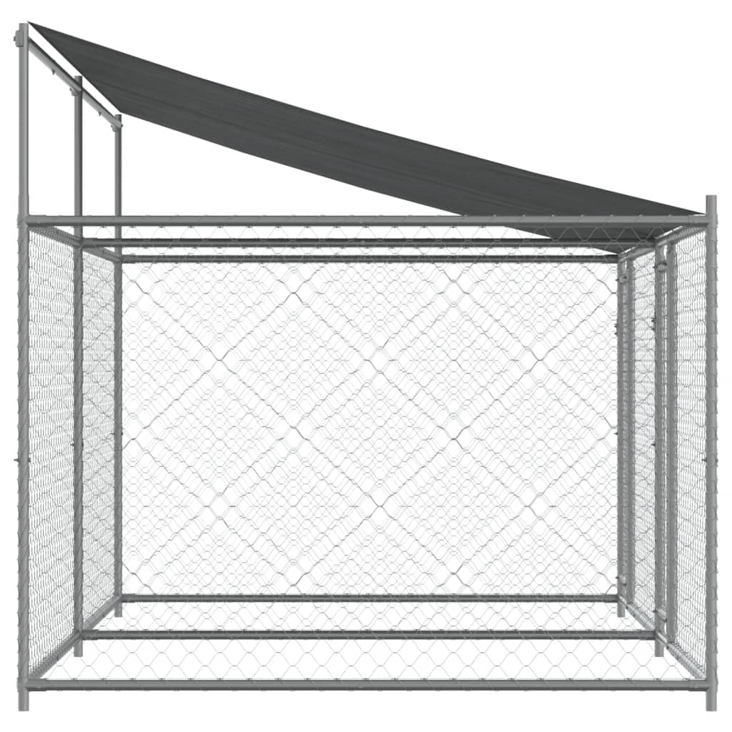 Dog Cage with Roof and Doors Gray 13.1'x6.6'x6.6'Galvanized Steel