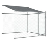 Dog Cage with Roof and Doors Gray 13.1'x6.6'x6.6'Galvanized Steel