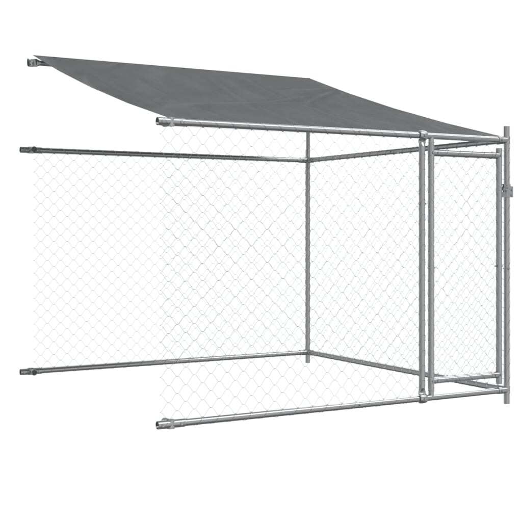 Dog Cage with Roof and Doors Gray 13.1'x6.6'x6.6'Galvanized Steel