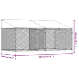 Dog Cage with Roof and Doors Gray 13.1'x6.6'x6.6'Galvanized Steel