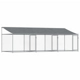 Dog Cage with Roof and Doors Gray 19.7'x6.6'x6.6'Galvanized Steel