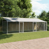 Dog Cage with Roof and Doors Gray 19.7'x6.6'x6.6'Galvanized Steel