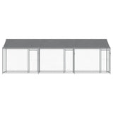 Dog Cage with Roof and Doors Gray 19.7'x6.6'x6.6'Galvanized Steel