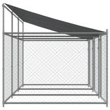 Dog Cage with Roof and Doors Gray 19.7'x6.6'x6.6'Galvanized Steel