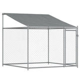 Dog Cage with Roof and Doors Gray 19.7'x6.6'x6.6'Galvanized Steel