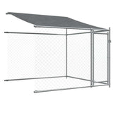 Dog Cage with Roof and Doors Gray 19.7'x6.6'x6.6'Galvanized Steel