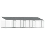 Dog Cage with Roof and Doors Gray 26.2'x6.6'x6.6'Galvanized Steel