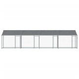 Dog Cage with Roof and Doors Gray 26.2'x6.6'x6.6'Galvanized Steel