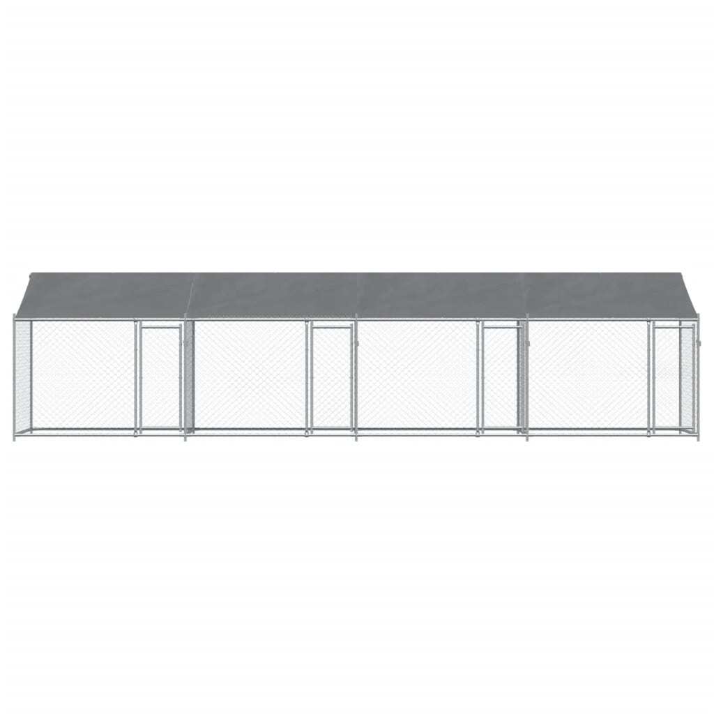 Dog Cage with Roof and Doors Gray 26.2'x6.6'x6.6'Galvanized Steel