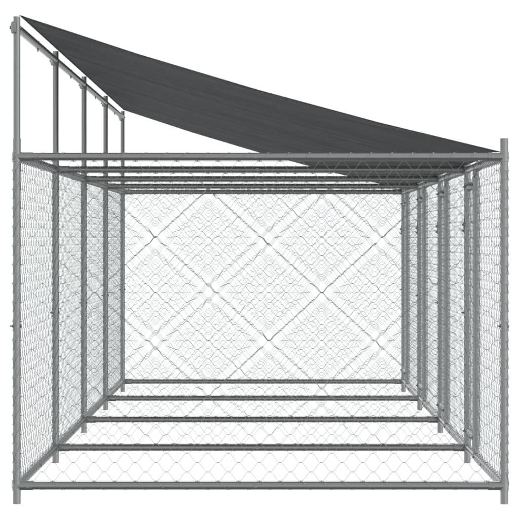 Dog Cage with Roof and Doors Gray 26.2'x6.6'x6.6'Galvanized Steel