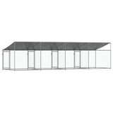 Dog Cage with Roof and Doors Gray 26.2'x6.6'x6.6'Galvanized Steel