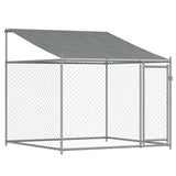 Dog Cage with Roof and Doors Gray 26.2'x6.6'x6.6'Galvanized Steel
