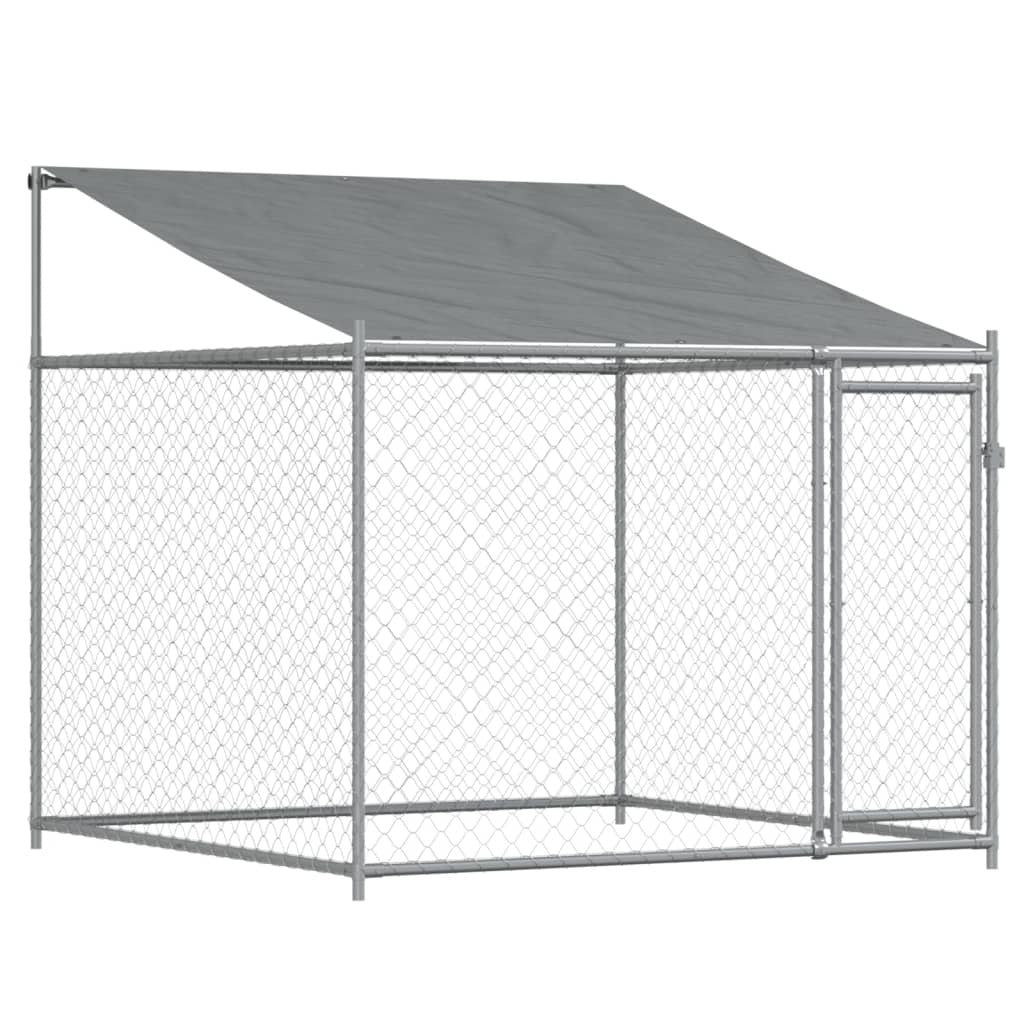 Dog Cage with Roof and Doors Gray 26.2'x6.6'x6.6'Galvanized Steel