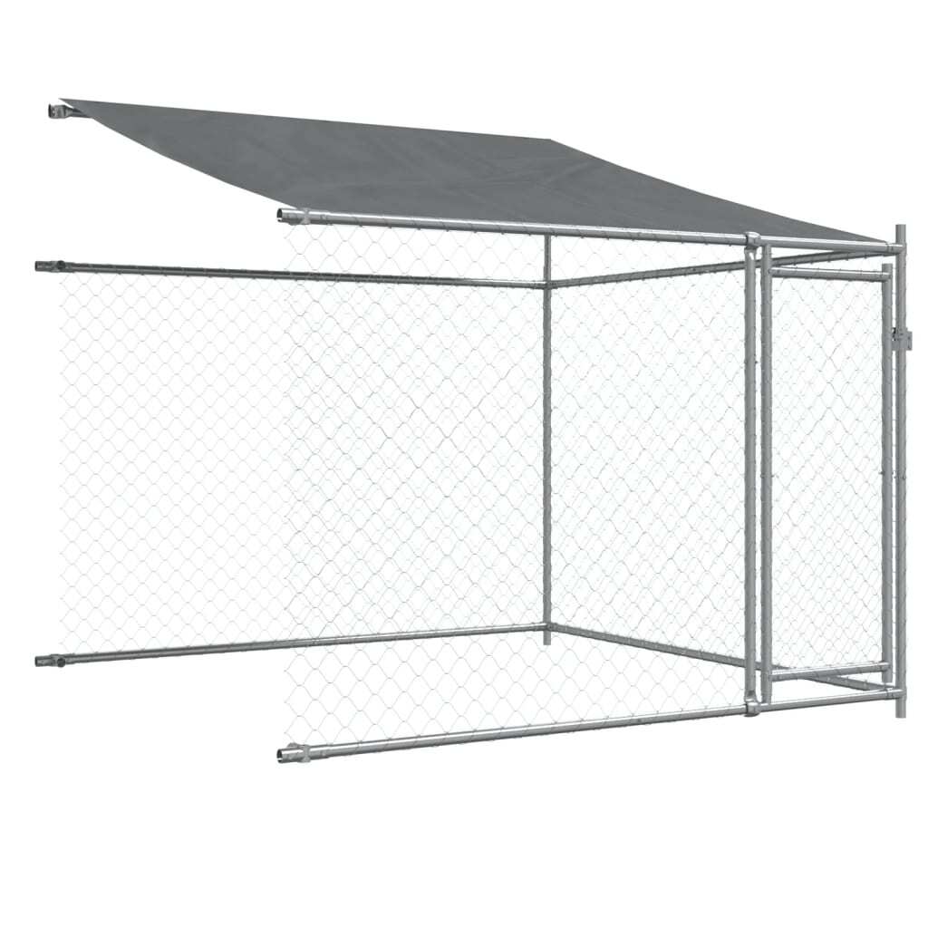 Dog Cage with Roof and Doors Gray 26.2'x6.6'x6.6'Galvanized Steel