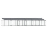 Dog Cage with Roof and Doors Gray 39.4'x6.6'x6.6'Galvanized Steel