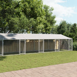 Dog Cage with Roof and Doors Gray 39.4'x6.6'x6.6'Galvanized Steel