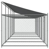 Dog Cage with Roof and Doors Gray 39.4'x6.6'x6.6'Galvanized Steel