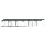 Dog Cage with Roof and Doors Gray 39.4'x6.6'x6.6'Galvanized Steel