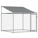 Dog Cage with Roof and Doors Gray 39.4'x6.6'x6.6'Galvanized Steel