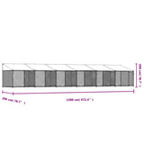 Dog Cage with Roof and Doors Gray 39.4'x6.6'x6.6'Galvanized Steel