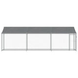 Dog Cage with Roof and Door Gray 19.7'x6.6'x6.6'Galvanized Steel