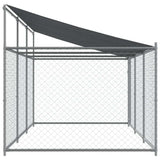Dog Cage with Roof and Door Gray 19.7'x6.6'x6.6'Galvanized Steel