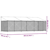 Dog Cage with Roof and Door Gray 19.7'x6.6'x6.6'Galvanized Steel