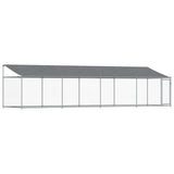 Dog Cage with Roof and Door Gray 26.2'x6.6'x6.6'Galvanized Steel